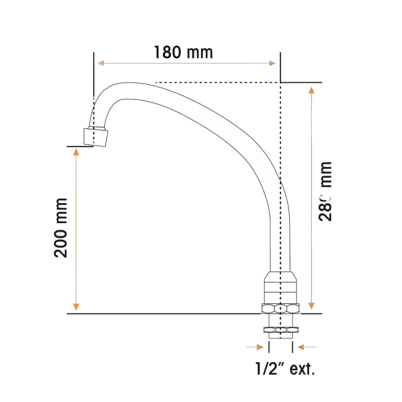 Caño en c orientable 180mm grifo sobremesa Varios Fabricantes