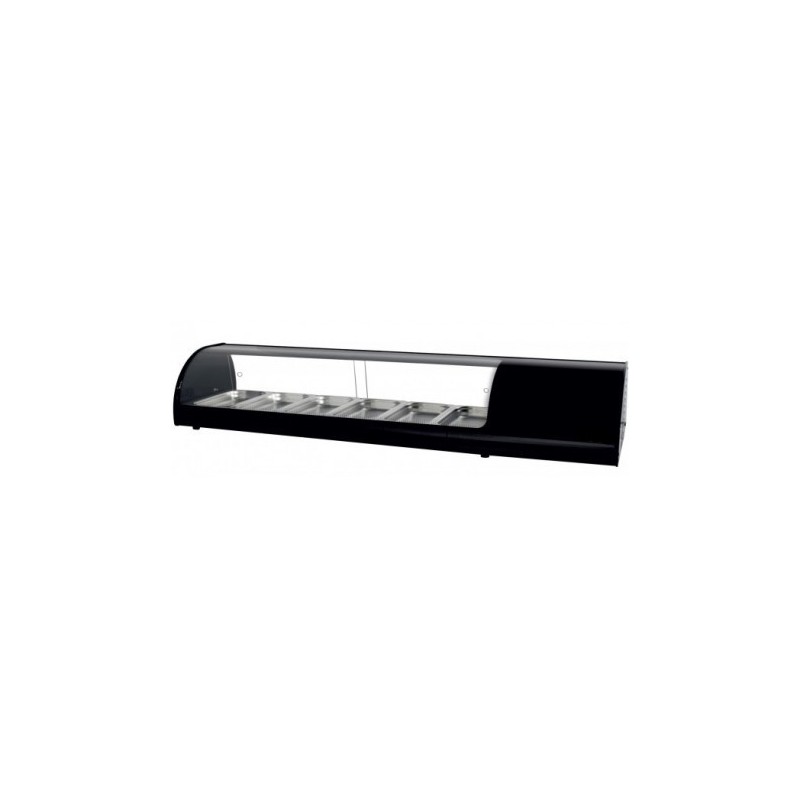 Cristal curvo vitrina 6 bandejas negro