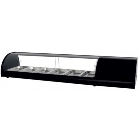Cristal curvo vitrina 6 bandejas negro
