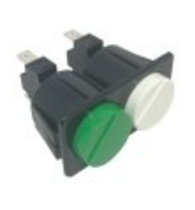 Pulsador doble blanco/verde 230v 16a 28x54mm