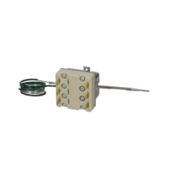 Termostato de seguridad temp. desconexión 169°C 3 polos 3NC 20A sonda ø 4mm sonda L 128mm