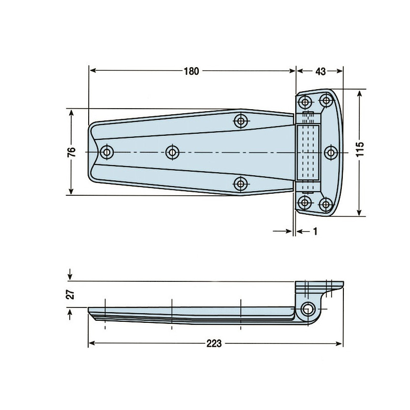 Bisagra izq/dcha cromo horizontal 32-180mm HU-172A