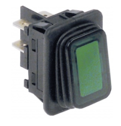 Pulsador verde luminoso 30x22mm c/protector