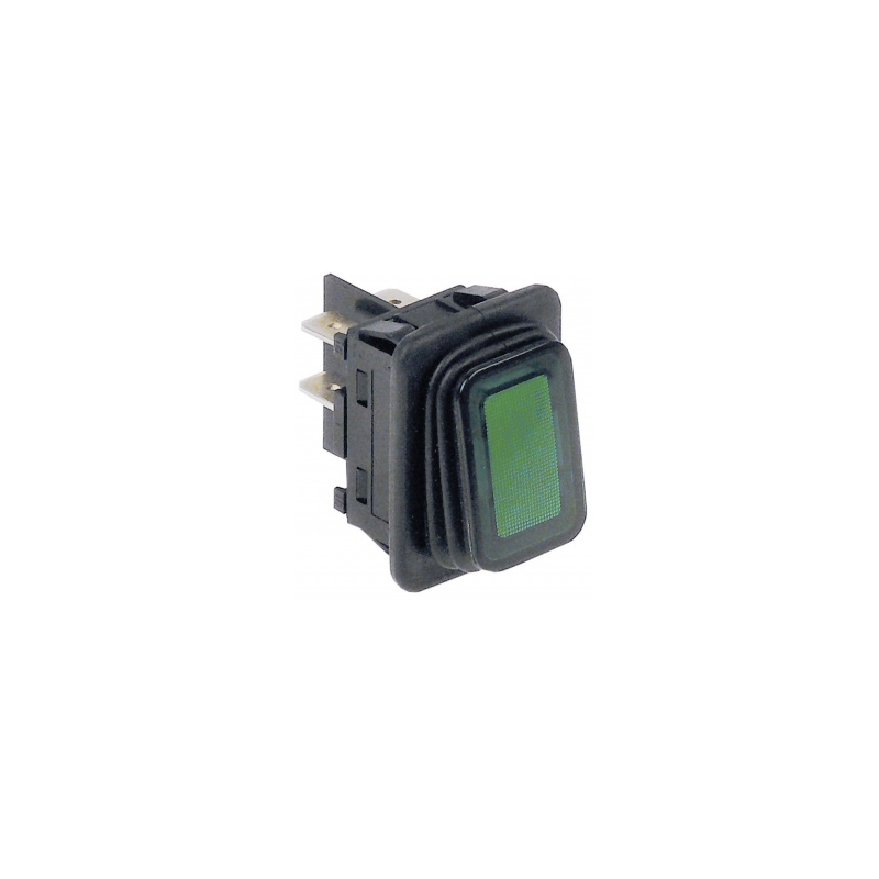 Pulsador verde luminoso 30x22mm c/protector