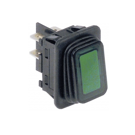 Pulsador verde luminoso 30x22mm c/protector