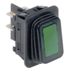 Pulsador verde luminoso 30x22mm c/protector