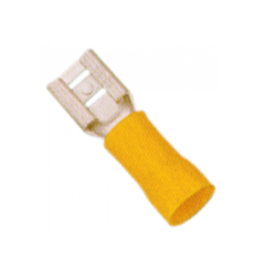 Conector Faston hembra tamaño 6,3x0,8mm 4,0-6,0mm² UE 100 pzs aislam. PVC Cu gal Sn amarillo