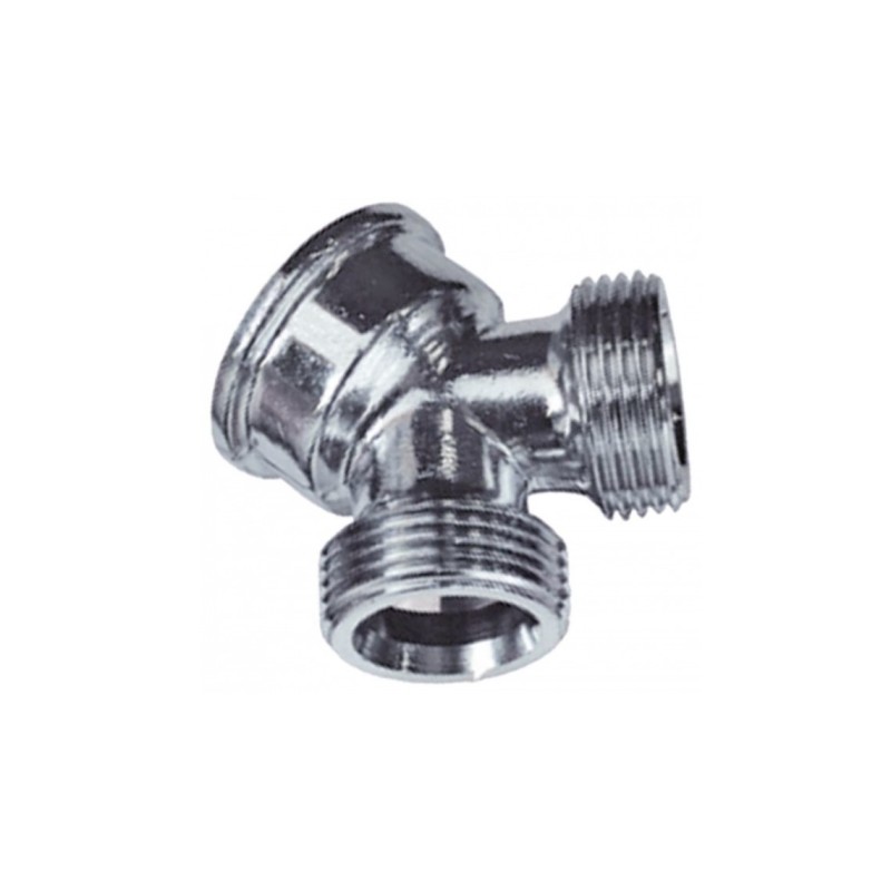 Racor Y rosca 1x 3/4" H / 2x 3/4" M latón cromado