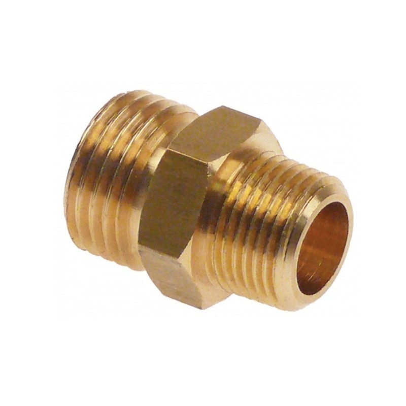 Racor doble latón rosca 3/8" - 1/2" UE 1 pzs