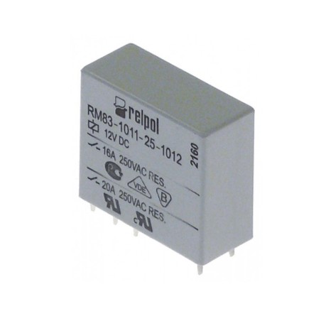 Relé para circuito impreso 12VDC 1CO a 250 V 16A empalme pins medida reticular 5mm Italiana Relè