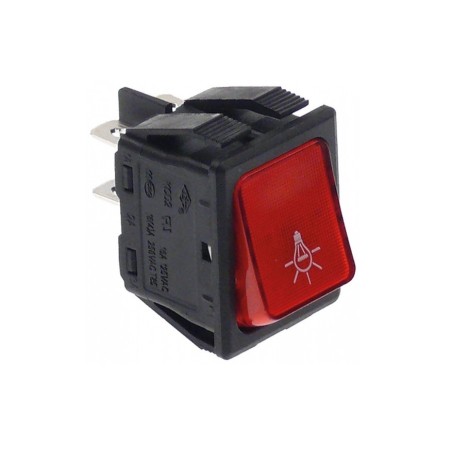 Interruptor basculante medida de montaje 30x22mm rojo 2NO 250V 16A iluminado iluminación
