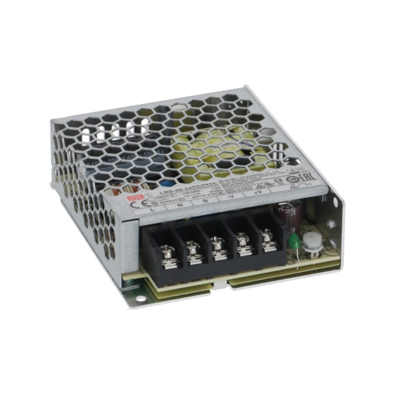 Alimentador primaria 110-240VAC secundaria 24VDC Mean Well tipo LRS-50-24 Alimentador primaria 110-240VAC secundaria 24VDC Mean Well tipo LRS-50-24