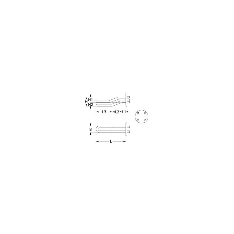 Resistencia 2750/3300W 220/240V espirales 2 montaje ø 42mm dist. del agujero 39mm L 338mm Bezzera