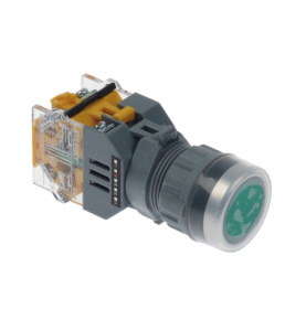 Pulsador medida de montaje ø22mm 1NC 660V máx. 10A 0-1 con enclavamiento verde iluminado