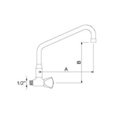 Grifo orientable montura cierre goma 1/2" longitud salida 200mm altura salida 180mm