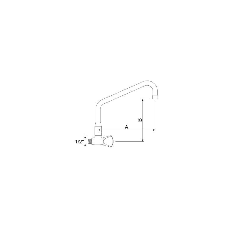 Grifo orientable montura cierre goma 1/2" longitud salida 200mm altura salida 180mm