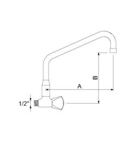 Grifo orientable montura cierre goma 1/2" longitud salida 200mm altura salida 180mm