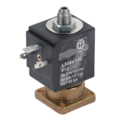 Válvula magnética 3vías 230VAC DN 1,6x2,3mm conector hembra DIN 0 a +130°C SIRAI serie L334-V