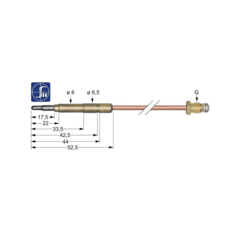 Termopar SIT M8x1 L 850mm conexión para conector ø6,0(6,5)mm