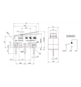 Microinterruptor Final Carrera 1NO/1NC 3A PIZZATO